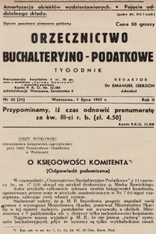 Orzecznictwo Buchalteryjno-Podatkowe : tygodnik. 1937, nr 20