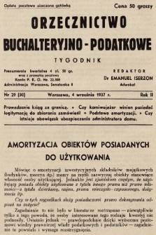 Orzecznictwo Buchalteryjno-Podatkowe : tygodnik. 1937, nr 29