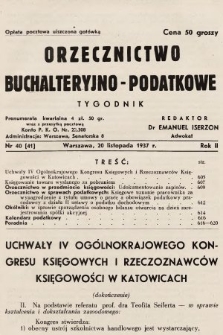 Orzecznictwo Buchalteryjno-Podatkowe : tygodnik. 1937, nr 40