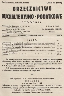 Orzecznictwo Buchalteryjno-Podatkowe : tygodnik. 1938, nr 3