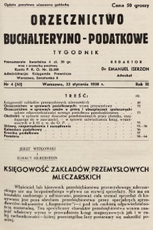 Orzecznictwo Buchalteryjno-Podatkowe : tygodnik. 1938, nr 4