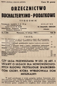 Orzecznictwo Buchalteryjno-Podatkowe : tygodnik. 1938, nr 7