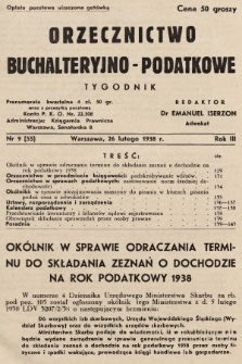Orzecznictwo Buchalteryjno-Podatkowe : tygodnik. 1938, nr 9