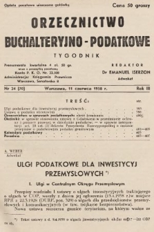 Orzecznictwo Buchalteryjno-Podatkowe : tygodnik. 1938, nr 24