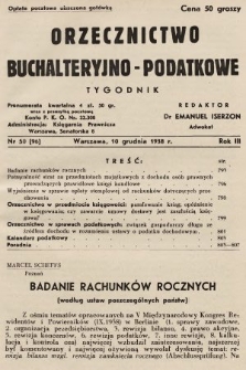 Orzecznictwo Buchalteryjno-Podatkowe : tygodnik. 1938, nr 50