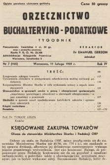 Orzecznictwo Buchalteryjno-Podatkowe : tygodnik. 1939, nr 7