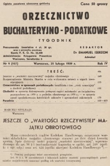 Orzecznictwo Buchalteryjno-Podatkowe : tygodnik. 1939, nr 9