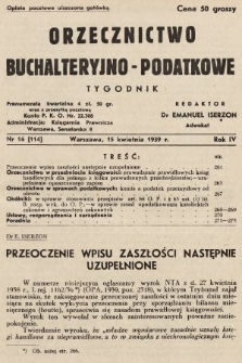 Orzecznictwo Buchalteryjno-Podatkowe : tygodnik. 1939, nr 16