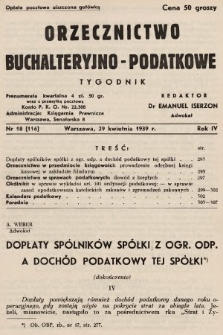 Orzecznictwo Buchalteryjno-Podatkowe : tygodnik. 1939, nr 18