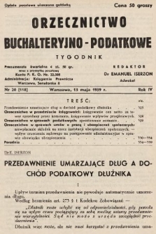 Orzecznictwo Buchalteryjno-Podatkowe : tygodnik. 1939, nr 20