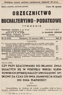 Orzecznictwo Buchalteryjno-Podatkowe : tygodnik. 1939, nr 24