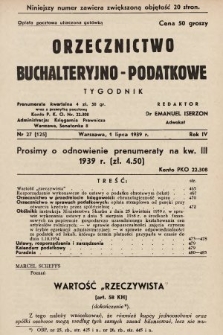 Orzecznictwo Buchalteryjno-Podatkowe : tygodnik. 1939, nr 27