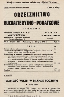 Orzecznictwo Buchalteryjno-Podatkowe : tygodnik. 1939, nr 29-30