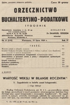 Orzecznictwo Buchalteryjno-Podatkowe : tygodnik. 1939, nr 31