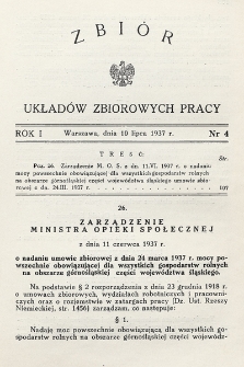 Zbiór Układów Zbiorowych Pracy. 1937, nr 4