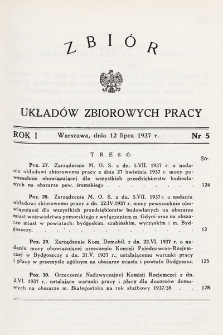 Zbiór Układów Zbiorowych Pracy. 1937, nr 5