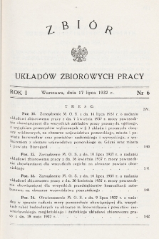 Zbiór Układów Zbiorowych Pracy. 1937, nr 6