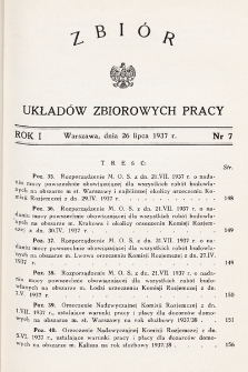 Zbiór Układów Zbiorowych Pracy. 1937, nr 7