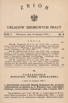 Zbiór Układów Zbiorowych Pracy. 1937, nr 9