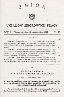 Zbiór Układów Zbiorowych Pracy. 1937, nr 15