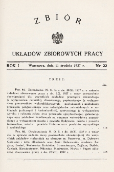 Zbiór Układów Zbiorowych Pracy. 1937, nr 22