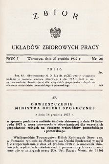 Zbiór Układów Zbiorowych Pracy. 1937, nr 24