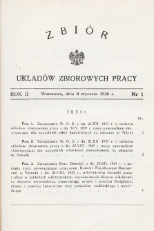 Zbiór Układów Zbiorowych Pracy. 1938, nr 1