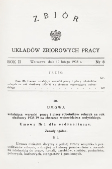 Zbiór Układów Zbiorowych Pracy. 1938, nr 8