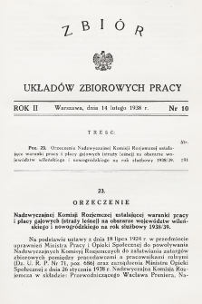 Zbiór Układów Zbiorowych Pracy. 1938, nr 10