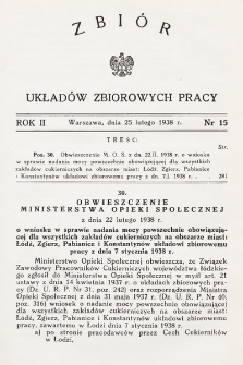 Zbiór Układów Zbiorowych Pracy. 1938, nr 15