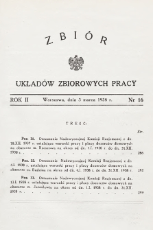 Zbiór Układów Zbiorowych Pracy. 1938, nr 16