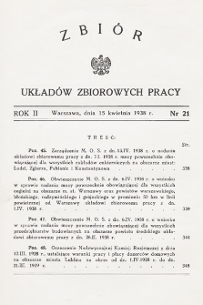 Zbiór Układów Zbiorowych Pracy. 1938, nr 21
