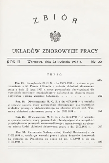 Zbiór Układów Zbiorowych Pracy. 1938, nr 22