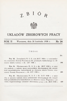 Zbiór Układów Zbiorowych Pracy. 1938, nr 24