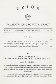 Zbiór Układów Zbiorowych Pracy. 1938, nr 29