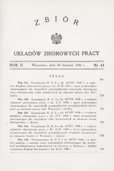 Zbiór Układów Zbiorowych Pracy. 1938, nr 43