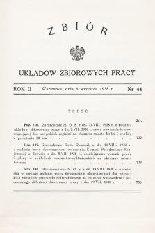 Zbiór Układów Zbiorowych Pracy. 1938, nr 44