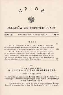 Zbiór Układów Zbiorowych Pracy. 1939, nr 9