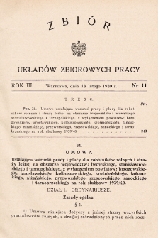 Zbiór Układów Zbiorowych Pracy. 1939, nr 11