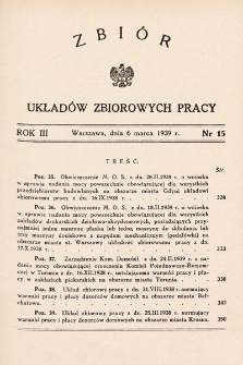 Zbiór Układów Zbiorowych Pracy. 1939, nr 15