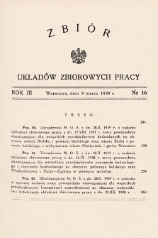 Zbiór Układów Zbiorowych Pracy. 1939, nr 16