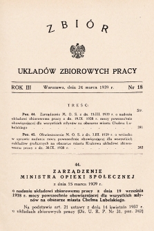 Zbiór Układów Zbiorowych Pracy. 1939, nr 18