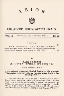 Zbiór Układów Zbiorowych Pracy. 1939, nr 22