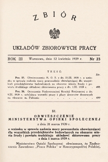 Zbiór Układów Zbiorowych Pracy. 1939, nr 23