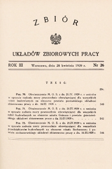 Zbiór Układów Zbiorowych Pracy. 1939, nr 26