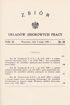 Zbiór Układów Zbiorowych Pracy. 1939, nr 28