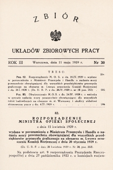 Zbiór Układów Zbiorowych Pracy. 1939, nr 30