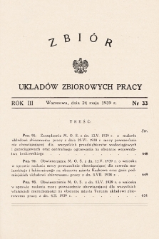 Zbiór Układów Zbiorowych Pracy. 1939, nr 33