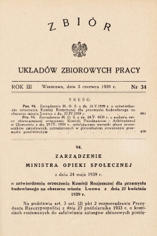 Zbiór Układów Zbiorowych Pracy. 1939, nr 34
