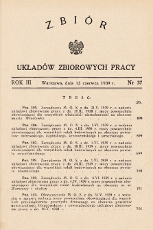 Zbiór Układów Zbiorowych Pracy. 1939, nr 37